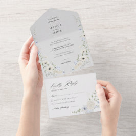 Cinza | RSVP destacável | Casamento Minimalista