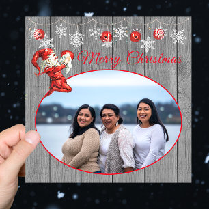 Cinza Rústica Elfo Vermelho Vintage Feliz Natal