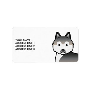 Cinza Siberian Husky Dog & Etiqueta de Texto Perso