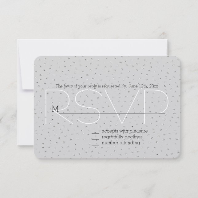 Cinza Silver Confetti RSVP (Frente)