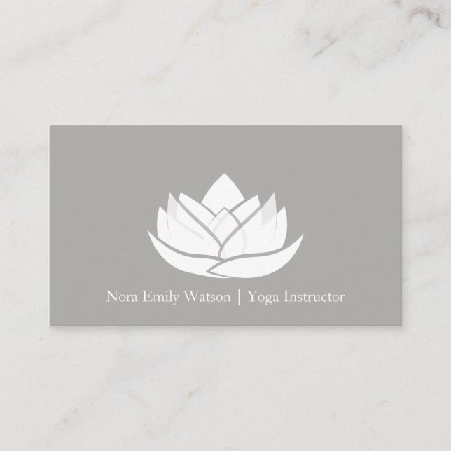 Cinza Simples e Cartão de visita de Flor de Lotus  (Frente)