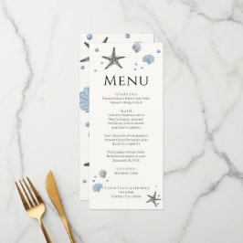 Cinza Starfish Blue Shells Beach Wedds Menu