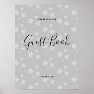 Cinza Stars Modern design Book Sinal Poster