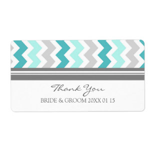 Cinza Teal Chevron Etiquetas de casamento