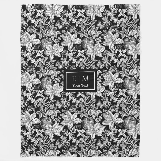 Cinza tem cobertor floral com nome personalizado m (Frente)