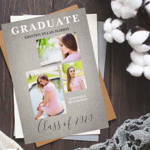 Cinza Três Fotos Colagem Graduação Têxtil