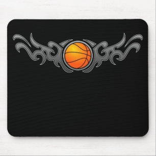 Cinza tribal Mousepad das chamas do basquetebol