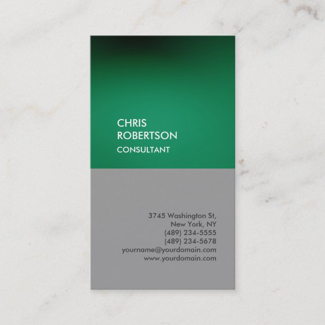 Cinza verde de tendência cartão de visita exclusiv (Frente)