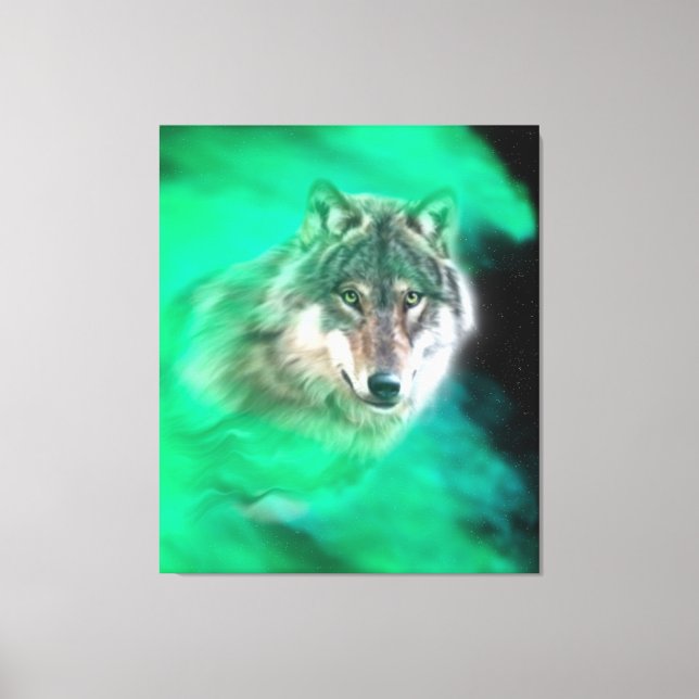 Cinza Verde Wolf Spirit Canvas Esticada (Frente)