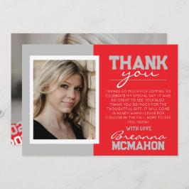 Cinza Vermelha e Prata Cartões de agradecimentos d