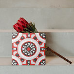 Cinza Vermelha Geométrica Mosaica Negra e Branca<br><div class="desc">Design de azulejo de cerâmica vibrante e moderna,  em estilo étnico,  apresentando um padrão uniforme em vermelho,  cinza clara,  preto e branco.</div>