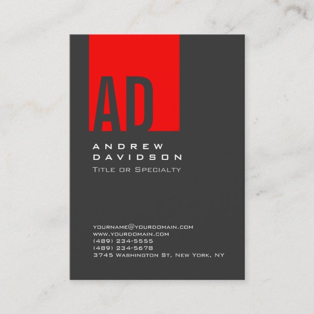 Cinza Vermelho Trend Cartão de visita (Frente)