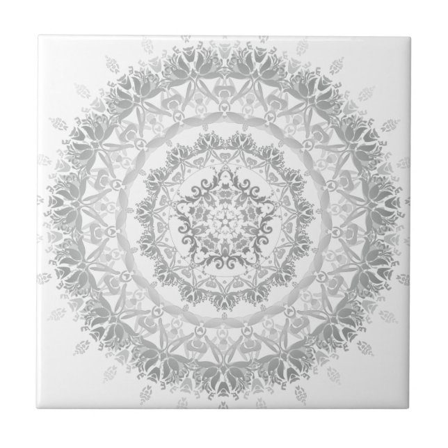 Cinza White Floral Damask Mandala (Frente)