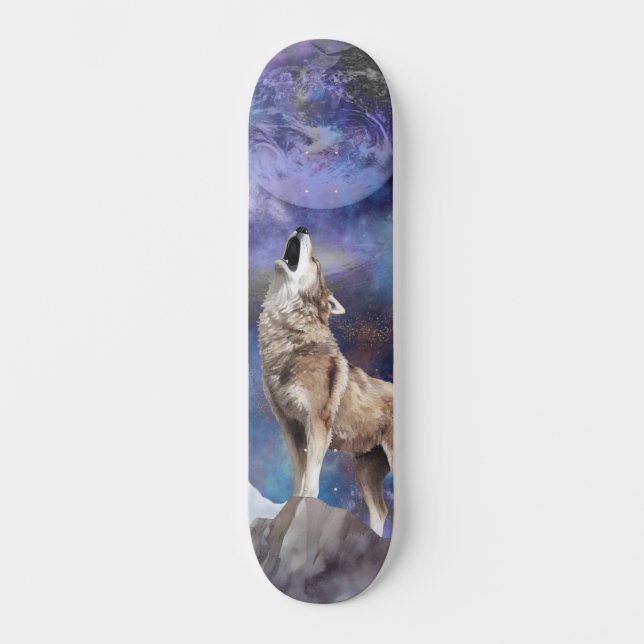 Cinza Wolf Howling no Skate da Lua (Frente)