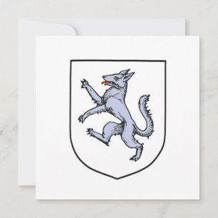 Cinza Wolf Rampant em um White Shield Herald