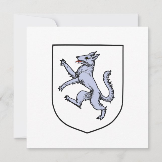 Cinza Wolf Rampant em um White Shield Herald (Frente)