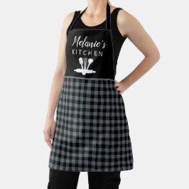 Cinza xadrez Buffalo Check Kitchen Nome Apron
