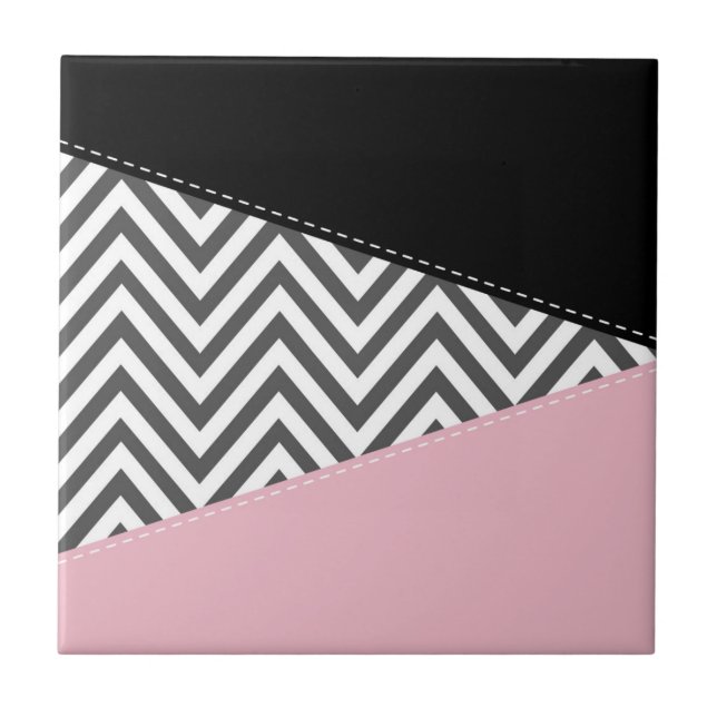 Cinza Zigzag, Cinza Chevron, Zigzag Patterno, Rosa (Frente)
