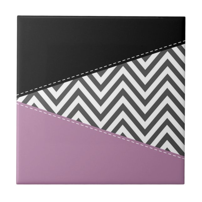 Cinza Zigzag, Cinza Chevron, Zigzag Patterno, Roxo (Frente)