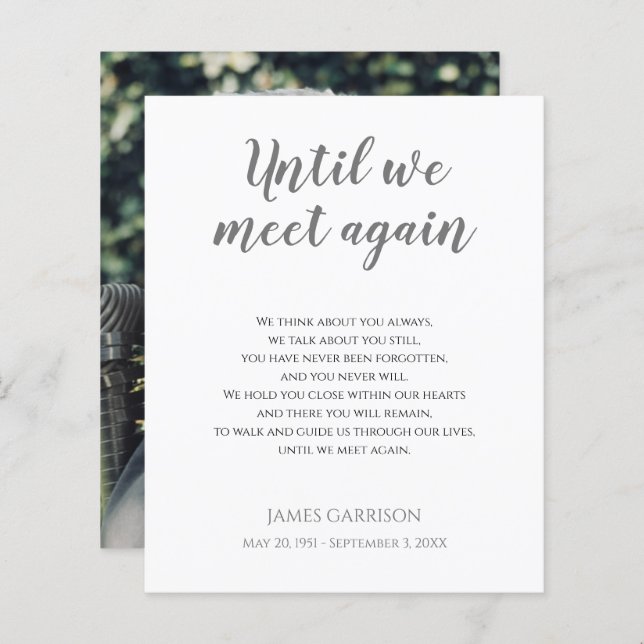 Cinzas até nos encontrarmos de novo Poema Memorial (Frente/Verso)