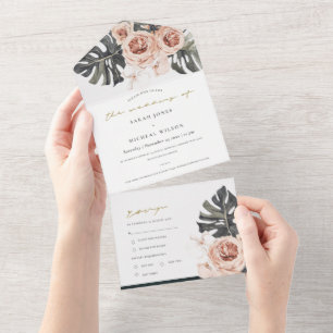 CINZAS BLUSH FLORAL WREATH MONSTRERA LEAF CASAMENT