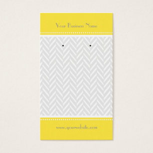 Cinzas brancas amarelas Herringbone Cards