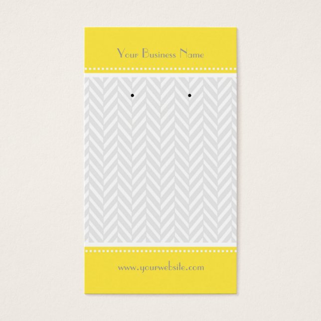 Cinzas brancas amarelas Herringbone Cards (Frente)