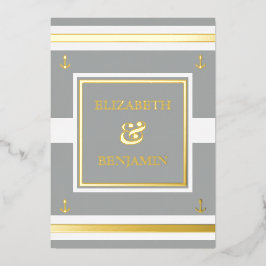 Cinzas Brancas Douradas Costeiras Stripes Casament