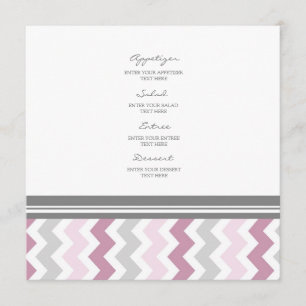 Cinzas Chevron do rosa do menu do casamento
