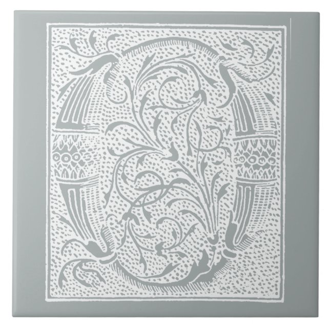 Cinzas cinzentas "O " das iniciais do monograma da (Frente)