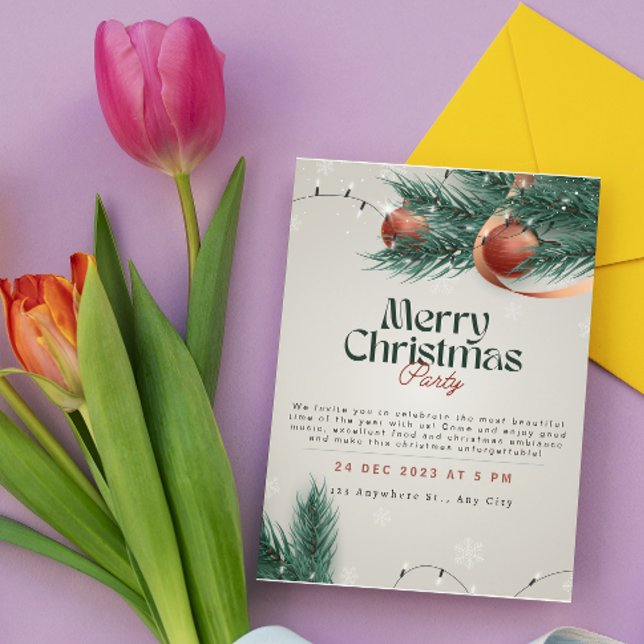 Cinzas claras e Convite de festas de Natal verde (Criador carregado)