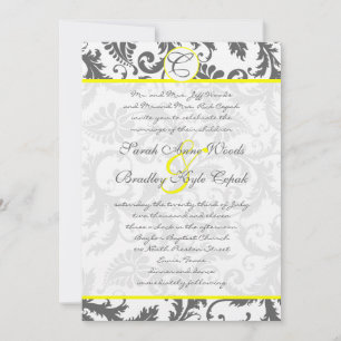 Cinzas, Damask, Nadinhos, Convite De Casamento Ama
