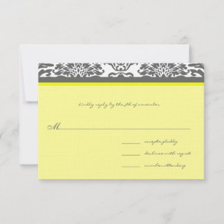 Cinzas de carvão e RSVP de Casamento Amarelo