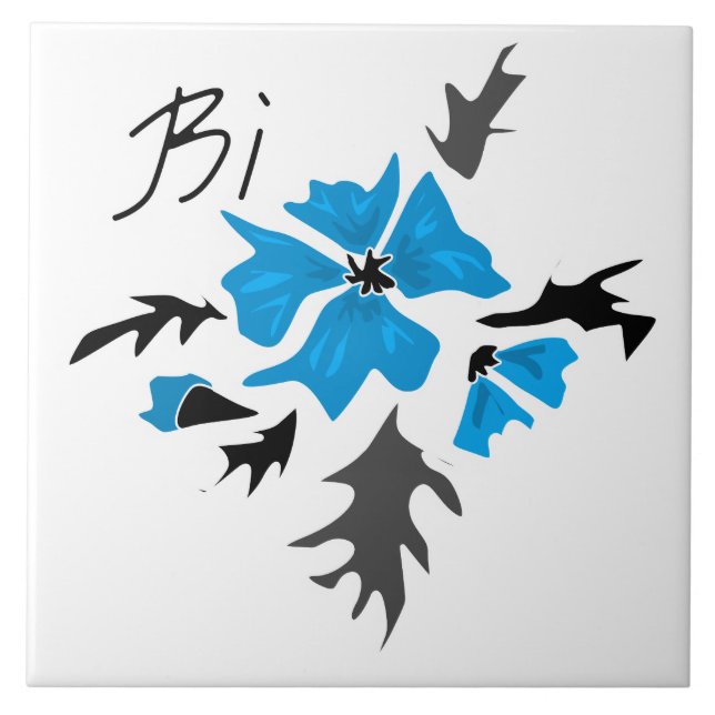 cinzas de flores azuis abstrato modernas folhas ne (Frente)