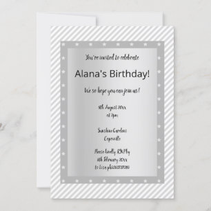 Cinzas de prata convites de festas STAR STRIPE