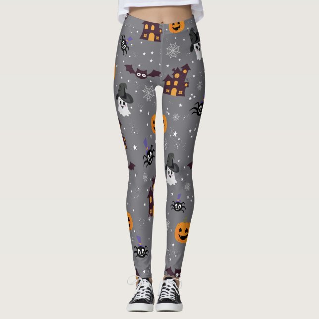 Cinzas do Halloween Leggings assustadoras (Frente)