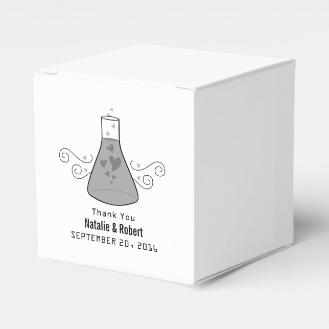 Cinzas, doce Química, Casamento, Caixas de Favor (Frente)