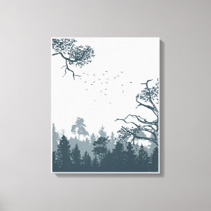 Cinzas E Canvas Da Floresta De Ilustração Branca