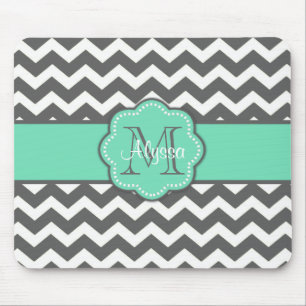 Cinzas e cerceta Mousepad personalizado Chevron