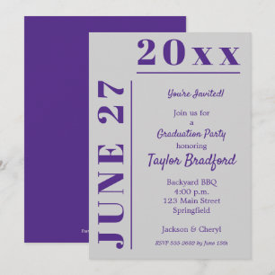 Cinzas e convites para Festas de formatura Roxos