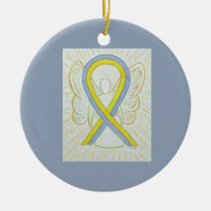 Cinzas e ornamentos de anjo de fita de consciência