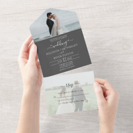 Cinzas Elegantes Todos Em Um Convite De Casamento