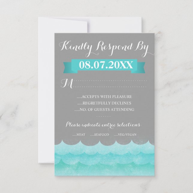 Cinzas Personalizadas Em Cartões RSVP Marítimos (Frente)