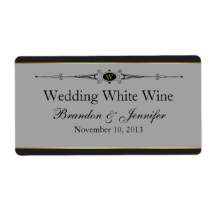 Cinzas, preto & etiquetas do vinho do casamento