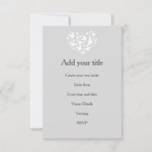 Cinzas românticas com Convite a Corações e Aves