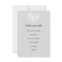 Cinzas românticas com Convite a Corações e Aves