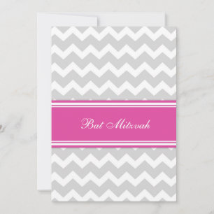 Cinzas Rosa Chevron Bat Mitzvah Convites