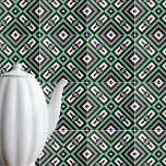 Cinzas Verdes Arte Branca em Pé Negra Geométrica S<br><div class="desc">Design decorativo moderno e legal com um padrão de arte contínua em verde,  cinza,  preto e branco.</div>