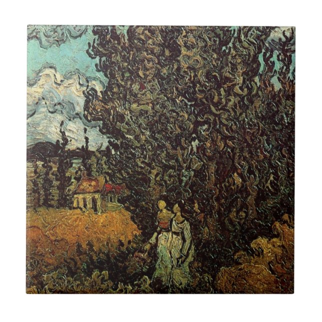 Ciprestes e Duas Mulheres de Vincent van Gogh (Frente)