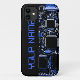 Circuito Azul 2 "Nome" capas de iphone preto